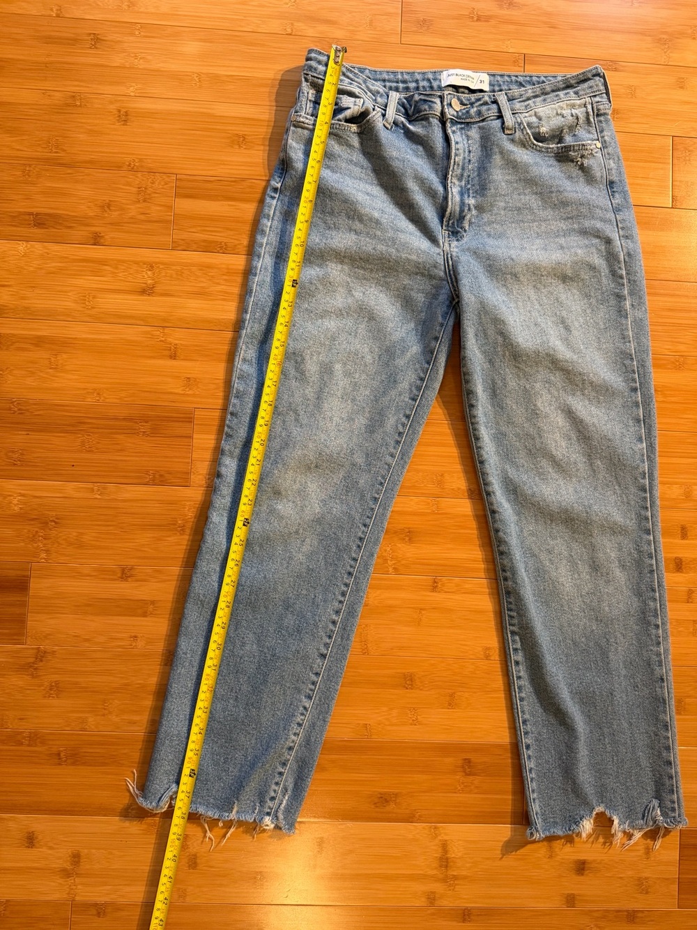 Just Black Denim Vintage Straight Leg Jeans — Size 31 — Frayed Hem 27” Inseam - Picture 12 of 14